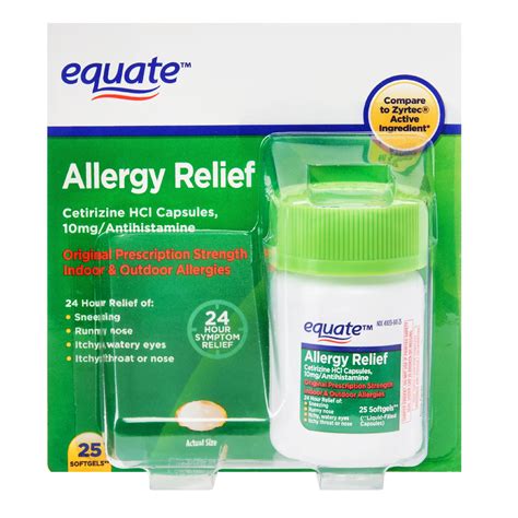 allergy equate cetirizine antihistamine softgels hcl