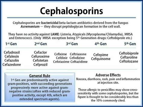 cephalosporin cephalosporins classification antibiotics generations pharmacology grepmed pediatric bactericidal