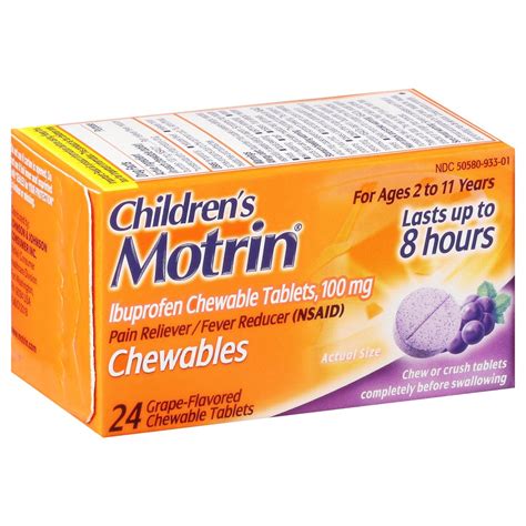motrin ibuprofen chewable grape cough