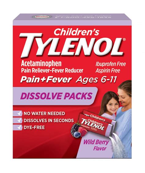 tylenol acetaminophen dissolve packs children powder pain kids fever childrens reducer reliever directed only use