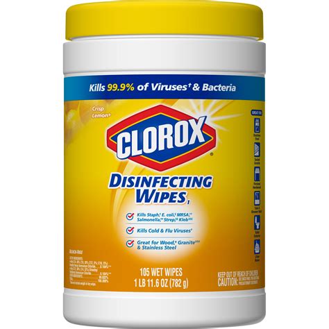 wipes clorox disinfecting bleach cleaning crisp lemon wipe ct jpeg canister scent carton ready use