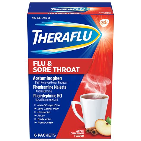theraflu flu sore cough severe packets nighttime symptom cinnamon flavor help relieve