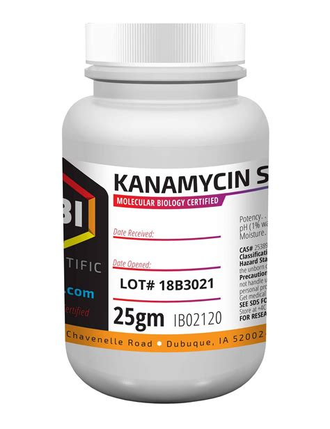 kanamycin sulfate 25g ibi reagents msrp universalmedicalinc