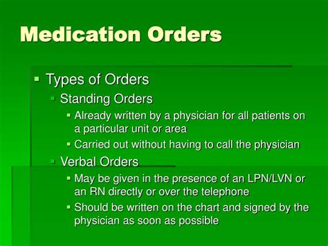 medication administration orders types ppt powerpoint presentation standing