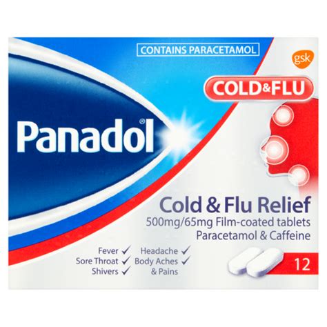 panadol flu 500mg tablets 12pk 65mg healthwisepharmacies