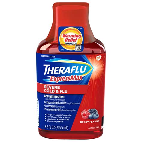 theraflu flu express relief nighttime sore cough warming