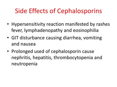 cephalosporin cephalosporins effects side slideserve presentation causing hypersensitivity