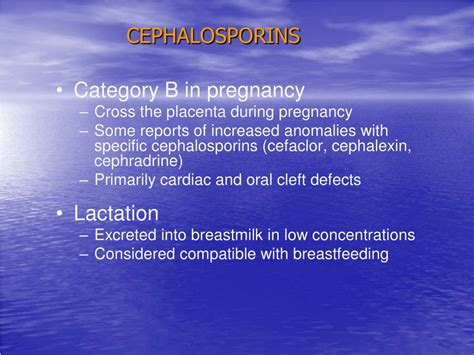 pregnancy cephalosporins lactation pharmacokinetics clinical